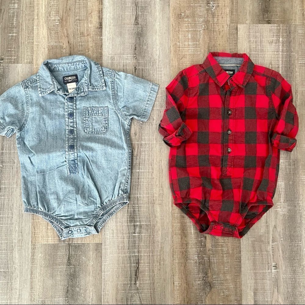 Osh Kosh button up onesies - set of 2